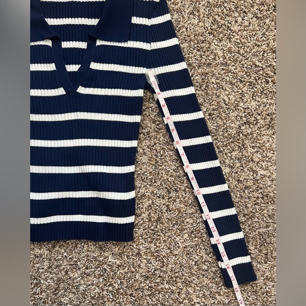 Milk And Honey Knitwear Blue And White striped Top Size M (0714) - Picture 6 of 13